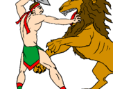 Desenho Gladiador contra leão pintado por biancamoraes
