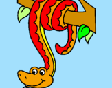 Desenho Serpente pendurada numa árvore pintado por onda