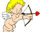 Desenho Cupido a apontar com a seta pintado por AMO-THE JP