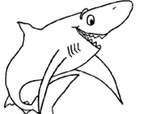 Desenho Tiburão alegre pintado por tuba