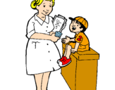Desenho Enfermeira e menino pintado por joão pedro
