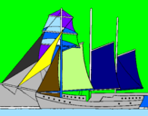 Desenho Veleiro de três mastros pintado por julia