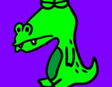 Desenho Crocodilo com os olhos fechados pintado por onda