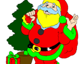 Desenho Santa Claus e uma árvore de natal pintado por emerson