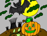 Desenho Paisagem Halloween pintado por JUNIOR