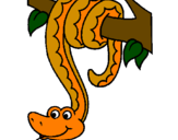 Desenho Serpente pendurada numa árvore pintado por Tati
