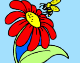 Desenho Margarida com abelha pintado por jessica