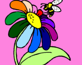 Desenho Margarida com abelha pintado por aninha