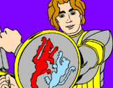 Desenho Cavaleiro com escudo de leão pintado por Thiago Gonçalves