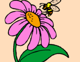 Desenho Margarida com abelha pintado por gabriele