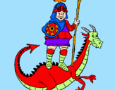 Desenho Cavaleiro São Jorge e o dragão pintado por xavierdragão