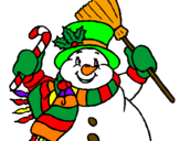 Desenho Boneco de neve com cachecol pintado por diana