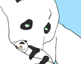 Desenho Urso panda com a sua cria pintado por Vamos proteger os pandas!