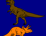 Desenho Tricerátopo e tiranossauro rex pintado por joão