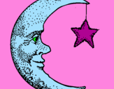 Desenho Lua e estrela pintado por LAYANNE