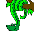 Desenho Serpente pendurada numa árvore pintado por marta