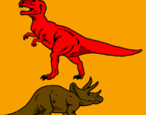 Desenho Tricerátopo e tiranossauro rex pintado por simontaborda-12@hotmail.c