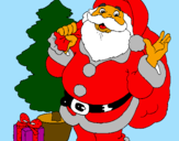 Desenho Santa Claus e uma árvore de natal pintado por Christianne