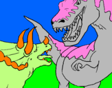 Desenho Luta de dinossauros pintado por maxi