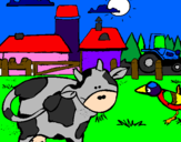 Desenho Vaca na quinta pintado por EMELIANO