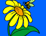 Desenho Margarida com abelha pintado por joana