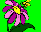 Desenho Margarida com abelha pintado por Bárbara