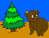 Desenho Urso e abeto pintado por alex