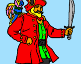 Desenho Pirata com um papagaio pintado por niccolas
