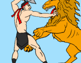 Desenho Gladiador contra leão pintado por brasil