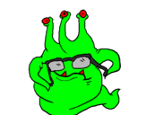 Desenho Extraterrestre com óculos pintado por Pedro