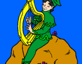 Desenho Duende a tocar harpa pintado por melissa