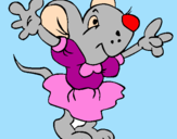 Desenho Rata com vestido pintado por ratinha