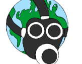 Desenho Terra com máscara de gás pintado por ENZO