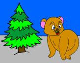 Desenho Urso e abeto pintado por samasntha camila