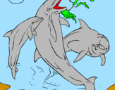 Desenho Golfinhos a brincar pintado por leticia