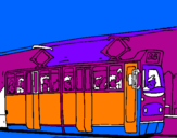 Desenho Eléctrico com passageiros pintado por Faaaaa