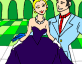 Desenho Princesa e príncipe no baile pintado por Carolina
