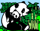 Desenho Mamã panda pintado por gui