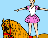 Desenho Trapezista em cima do cavalo pintado por linny