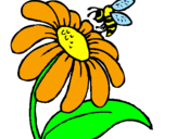 Desenho Margarida com abelha pintado por MARIA EDUARDA