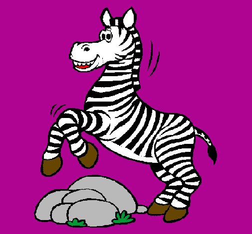 Desenho de Zebra a saltar pedras pintado e colorido por