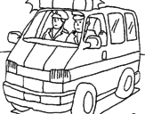 Desenho Ambulância em serviço pintado por carro polícia