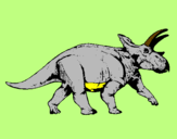 Desenho Tricerátopo pintado por Arthur Ferrão