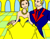 Desenho Princesa e príncipe no baile pintado por ranan luiz