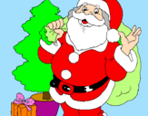 Desenho Santa Claus e uma árvore de natal pintado por Karla
