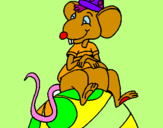 Desenho Rato em cima da bola pintado por sara l. guedes