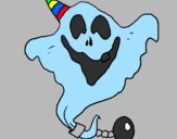 Desenho Fantasma com chapéu de festa pintado por croc