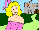 Desenho Princesa e castelo pintado por Starsky 