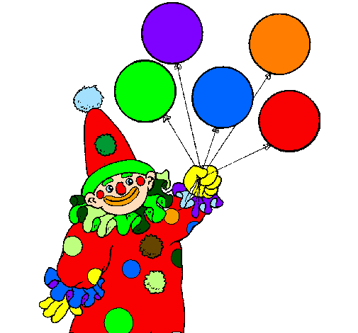 Desenho Palhaço com balões pintado por Matheus