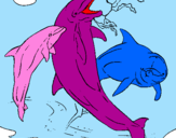 Desenho Golfinhos a brincar pintado por larissa   milena